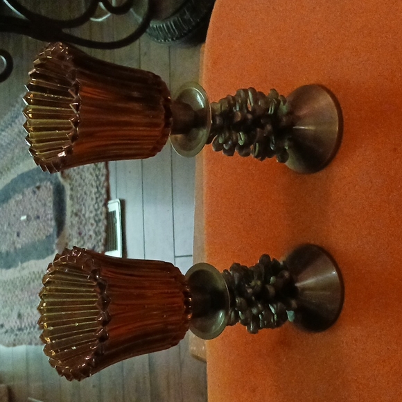 Other Vintage Brass Pine Cone Candle Holders Poshmark